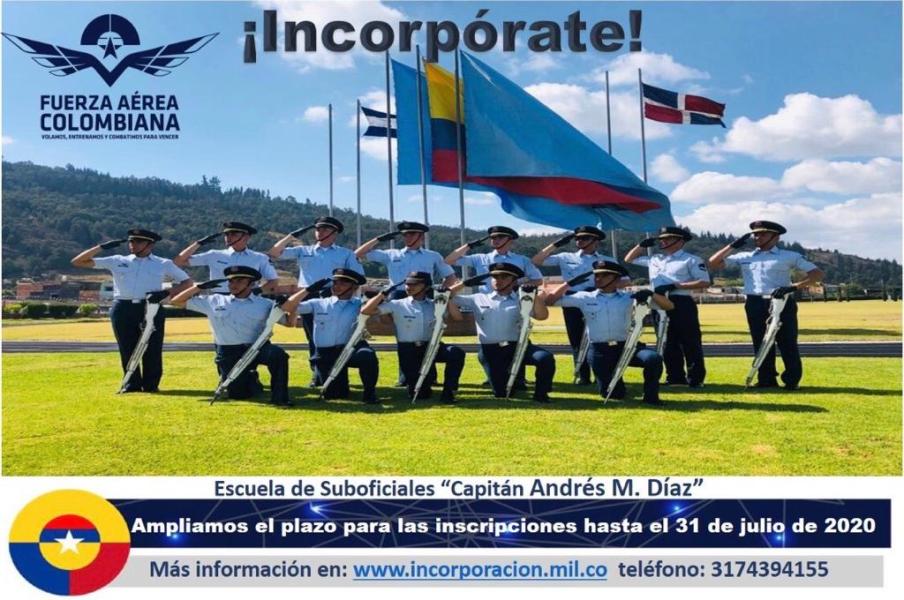 Fuerza Aérea Colombiana extiende plazo para inscripciones a los procesos de incorporación